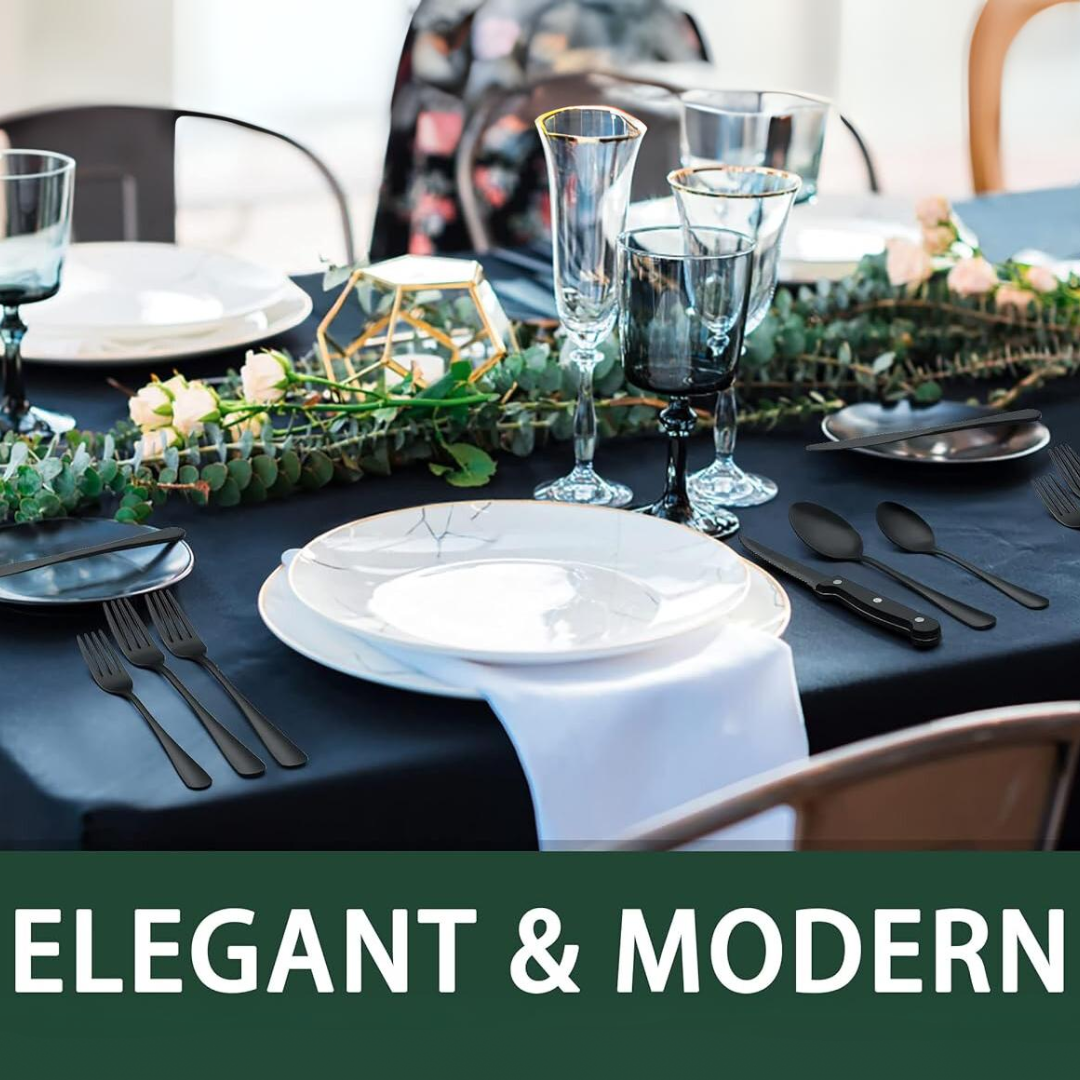 Frendorf | 24-teilige schwarze Besteckset aus Edelstahl