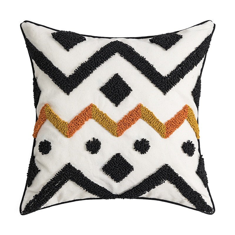 Stickerei Boho Kissenbezug mit Pompon