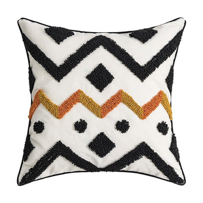 Stickerei Boho Kissenbezug mit Pompon