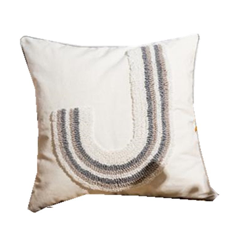 Stickerei Boho Kissenbezug mit Pompon