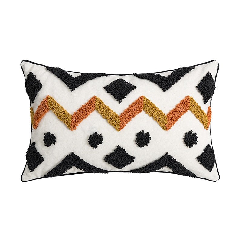 Stickerei Boho Kissenbezug mit Pompon