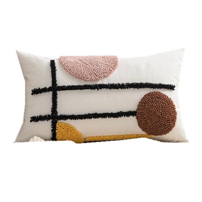 Stickerei Boho Kissenbezug mit Pompon