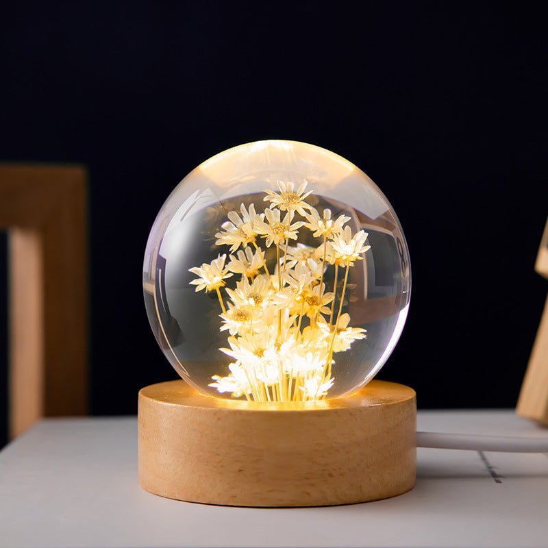 Verzaubernde 3D Löwenzahn Blumen Kristallkugel Lampe
