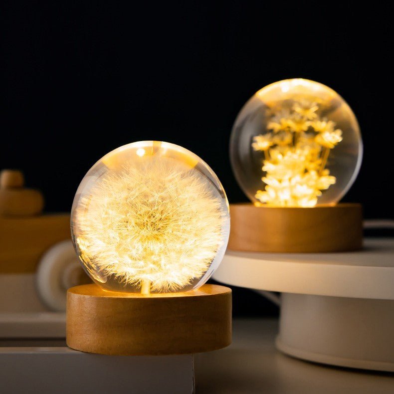 Verzaubernde 3D Löwenzahn Blumen Kristallkugel Lampe
