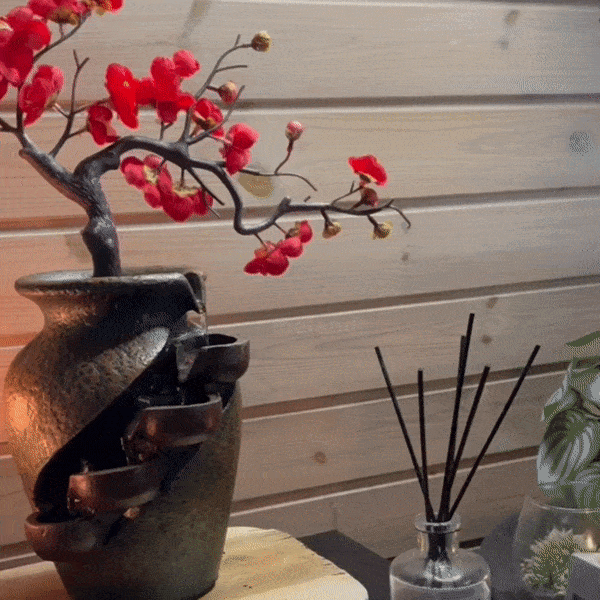 Zen Blossom Wasser Vase - Beruhigende Bonsai Dekoration mit Springbrunnen