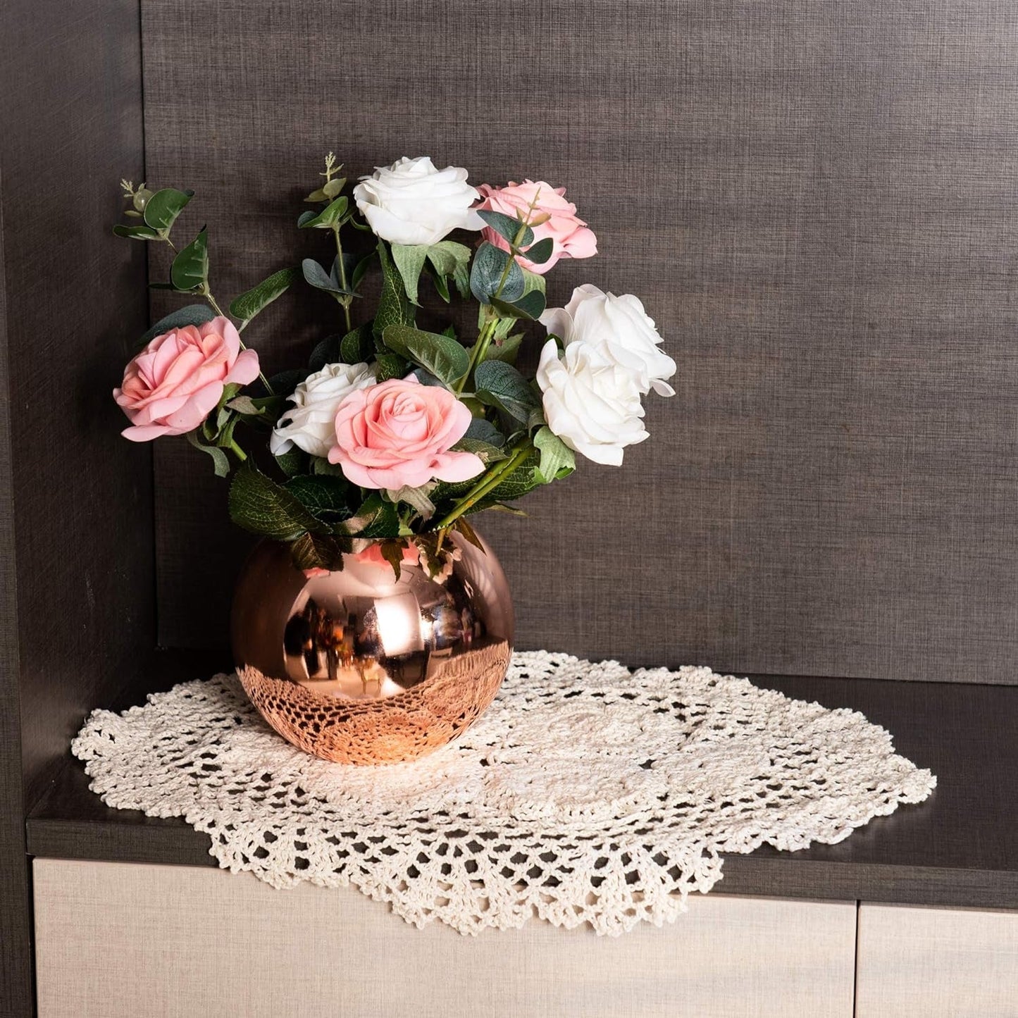 Frendorf | 2-Teilig Handgefertigte Baumwolle Häkel-Untersetzer Ovale Spitze Tischplatzsets 12 X 17 Zoll, Beige