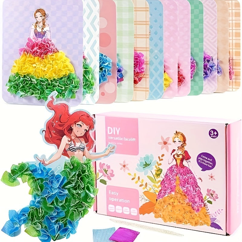Frendorf | 12Stück Prinzessin Board Aufkleber Stoff Poke Kunst DIY Kit
