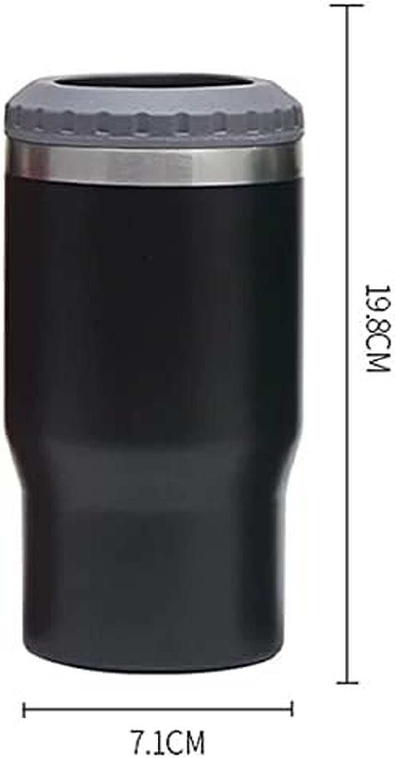 Frendorf | 4 in 1 Edelstahl Dose-/Flaschenisolator, 14Oz Zwei-Wege-Deckel SUS Isolierte Dose Kühler, Bierflaschenhalter (Schwarz)