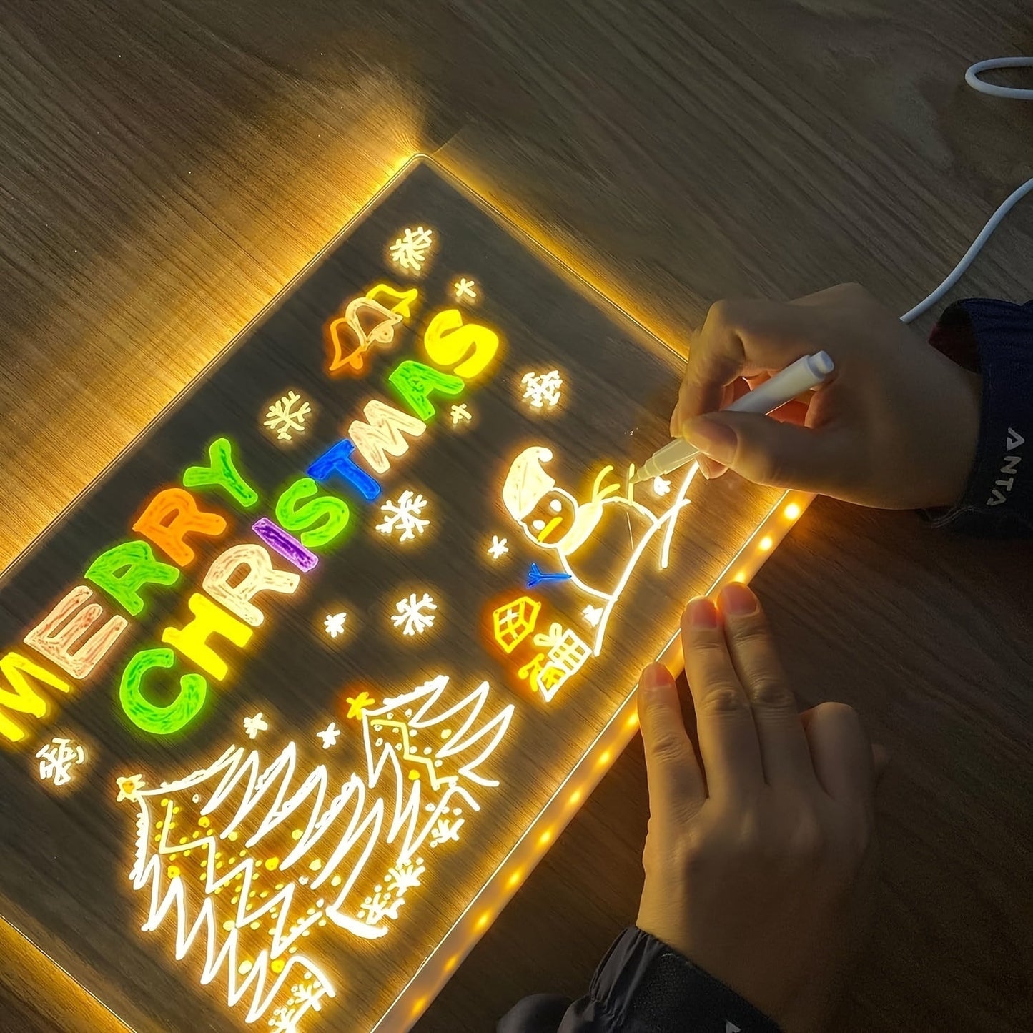USB LED Notizboard mit 12 Farbstiften - Leuchtende Nachrichtenboard für Büro & Zuhause