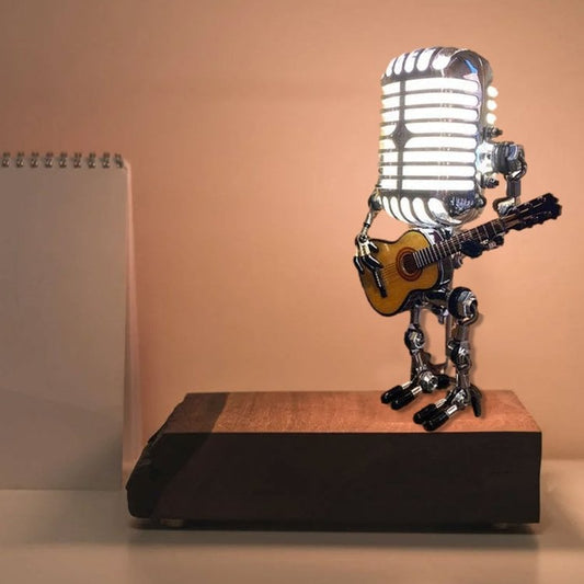 – Vintage Metall-Mikrofon-Roboter-Schreibtischlampe