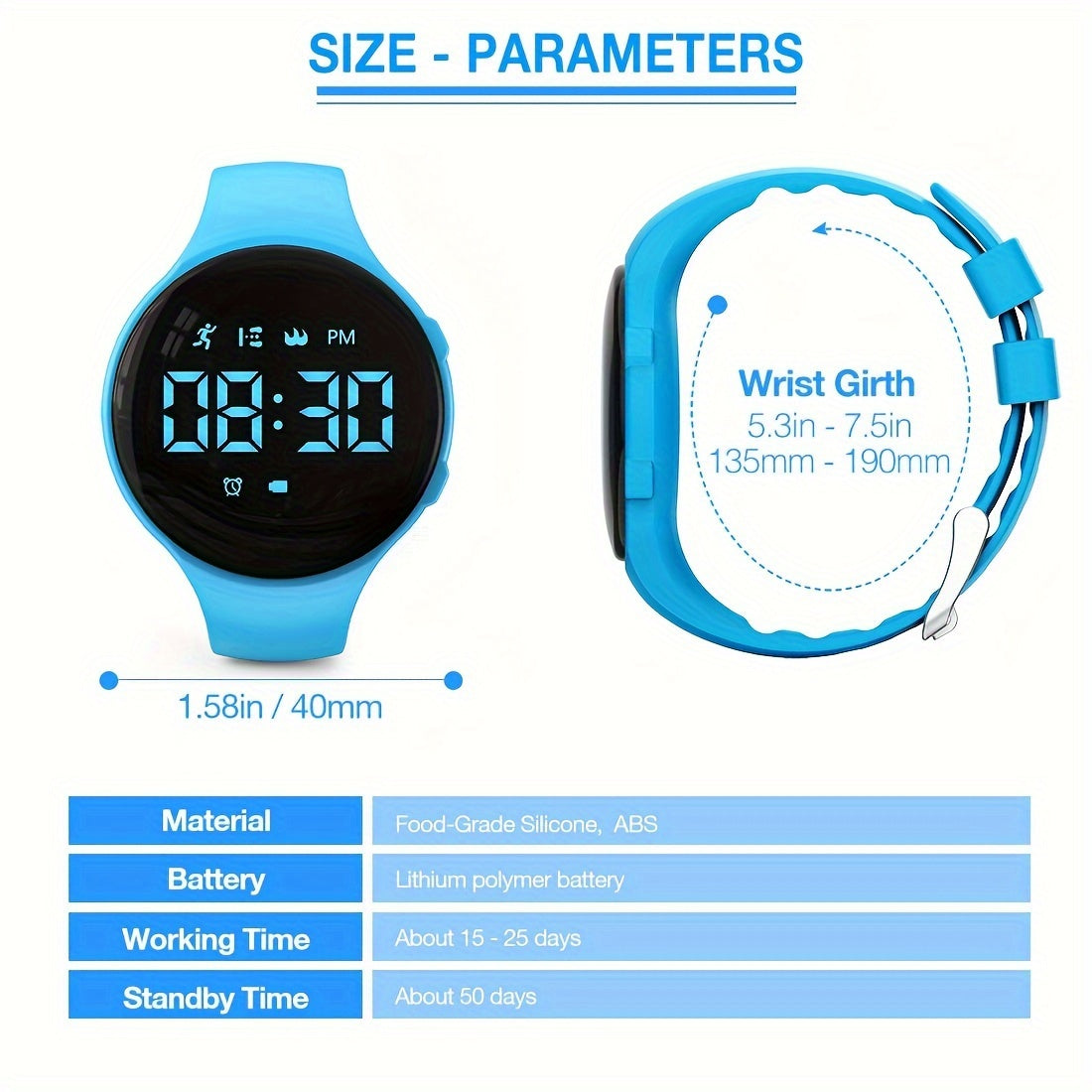 Frendorf | LED Digitaler Schrittzähler Uhr mit Vibrationsalarm – Fitness Tracker für Kinder
