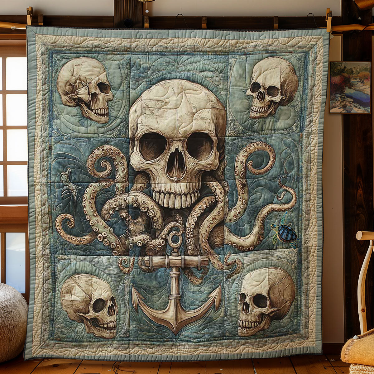 Anker und Totenkopf Steppdecke