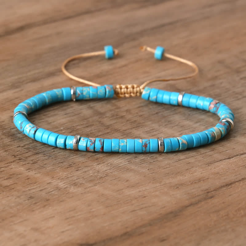 Frendorf | Geflochtenes Armband mit 2,4 mm Naturstein-Rollern – Seraphina