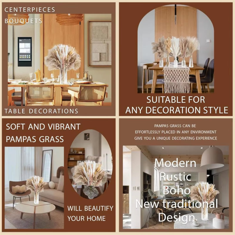 Frendorf | 105 Stück natürliche getrocknete Blumen Pampasgras-Strauß