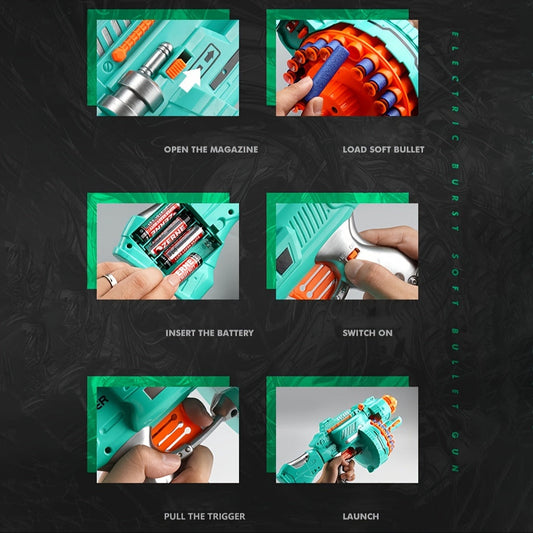 Frendorf | Automatischer Schaumstoffblaster – Türkise Pistole mit 40 Schaumstoffbällen für lustiges Spielen