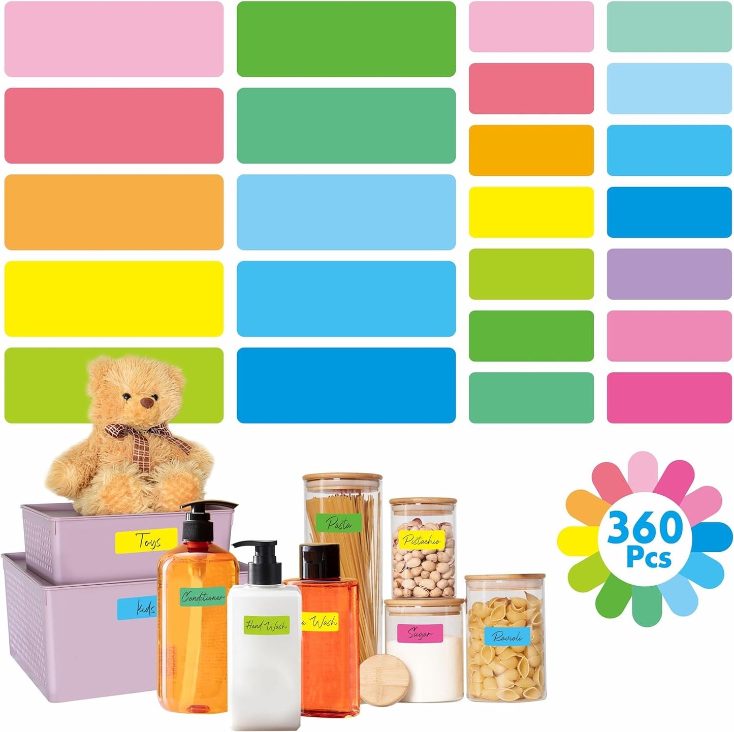 Frendorf | 240 PCS Baby Lebensmittel Etiketten Set in 2 Größen und 45 Designs Wasserfest für Lebensmittelbehälter, Gläser