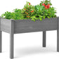 Frendorf | 31X31X16 Zoll Erhöhter Gartenbeet mit Beinen, Erhöhte Holzpflanzbox für Outdoor-Pflanzen Blumen Früchte Gemüse Kräuter Anbau