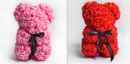 Frendorf | Valentinstag Geschenk Rose Bär Ewige Blume Rose Teddybär PE Schaum Bär 25cm Valentinstag