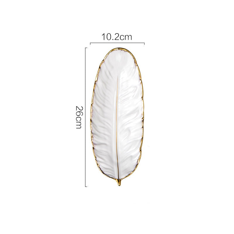 Nordic Light Luxury Stil auf goldener Federplatte Retro Schmuckplatte Aufbewahrung Platte Snack Platte Wohnkultur