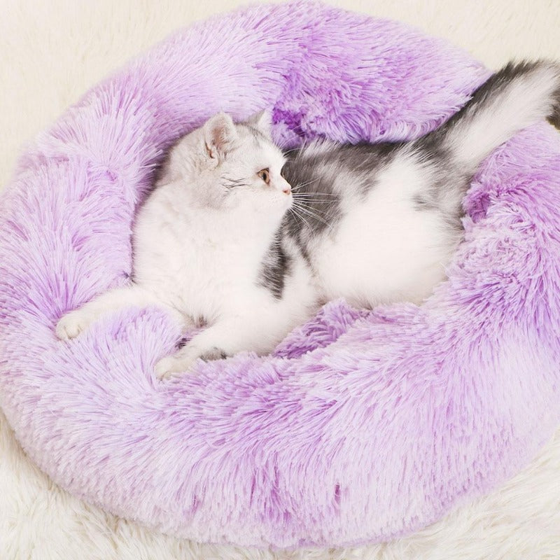 Runde Regenbogen Extra Plüsch Beruhigende Donut Katzenbett