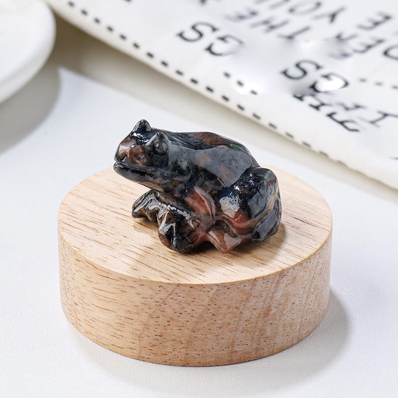 Frendorf natürliche Edelsteins geschnitzte Frosch Statue Edelstein Dekoration