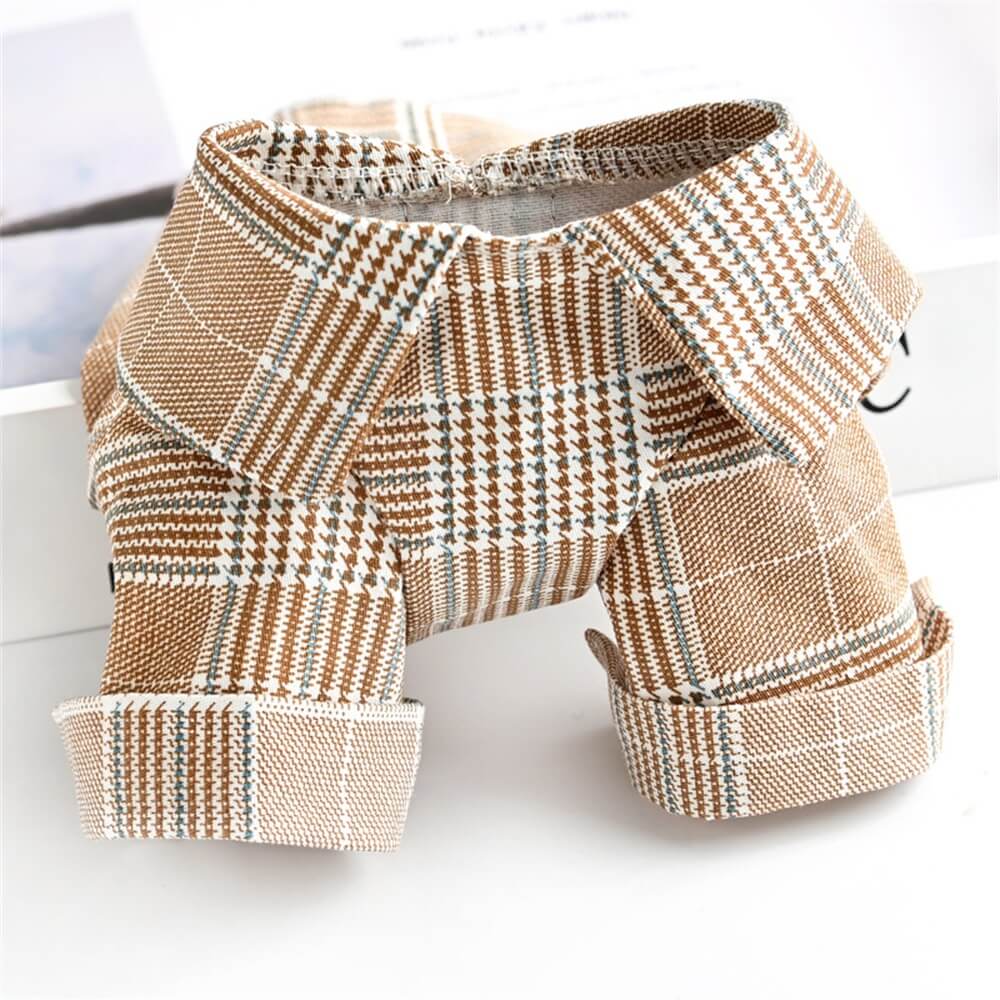 Klassische Karomuster-Hundekleidung - Hundekleid und Hemd-Set