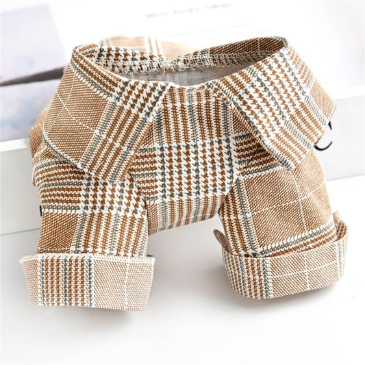 Klassische Karomuster-Hundekleidung - Hundekleid und Hemd-Set