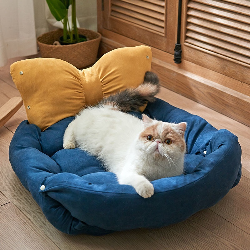 Süßes Bow Multifunktionales Plüsch Katzenmatte & Katzenbett