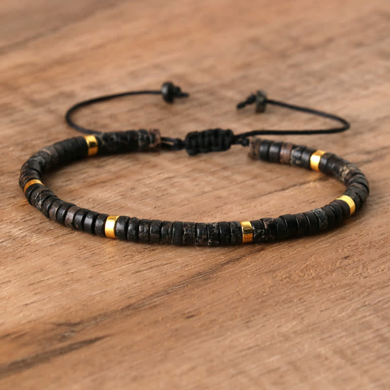 Frendorf | Geflochtenes Armband mit 2,4 mm Naturstein-Rollern – Seraphina