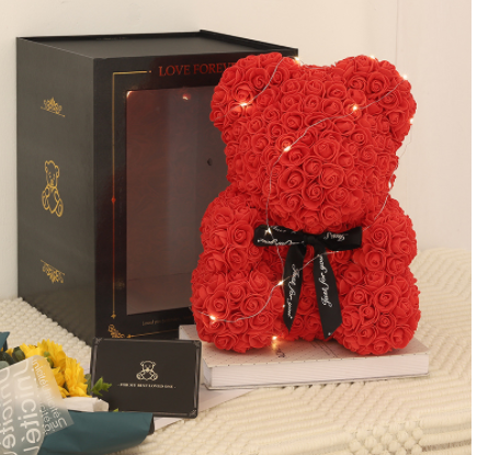 Frendorf | Valentinstag Geschenk Rose Bär Ewige Blume Rose Teddybär PE Schaum Bär 25cm Valentinstag