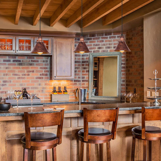 Frendorf | BrassNova Industrielle Vintage-Pendelleuchte | Antikes Kupferdesign | Retro Deckenlampe