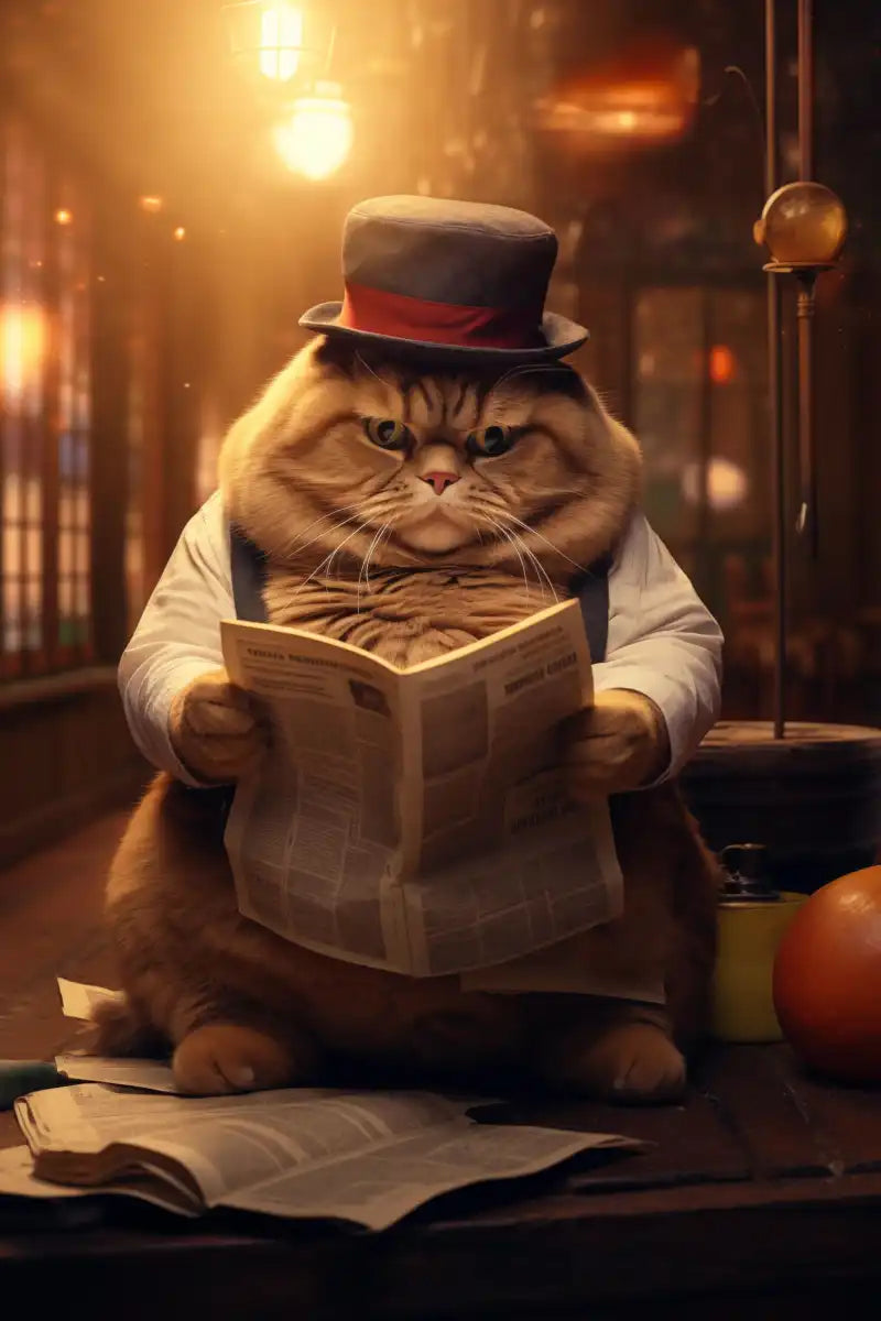 Frendorf | Fat Cat Zeitung lesende Wandkunst