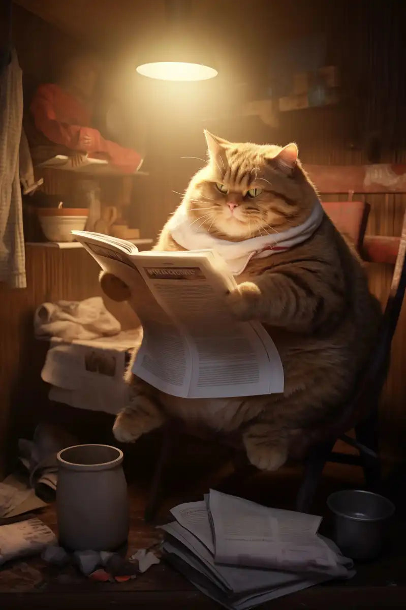 Frendorf | Fette faule Katze lesende Wandkunst
