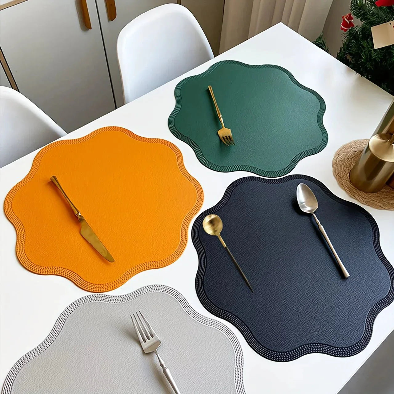 Künstliche Leder Blumenförmige Tischuntersetzer