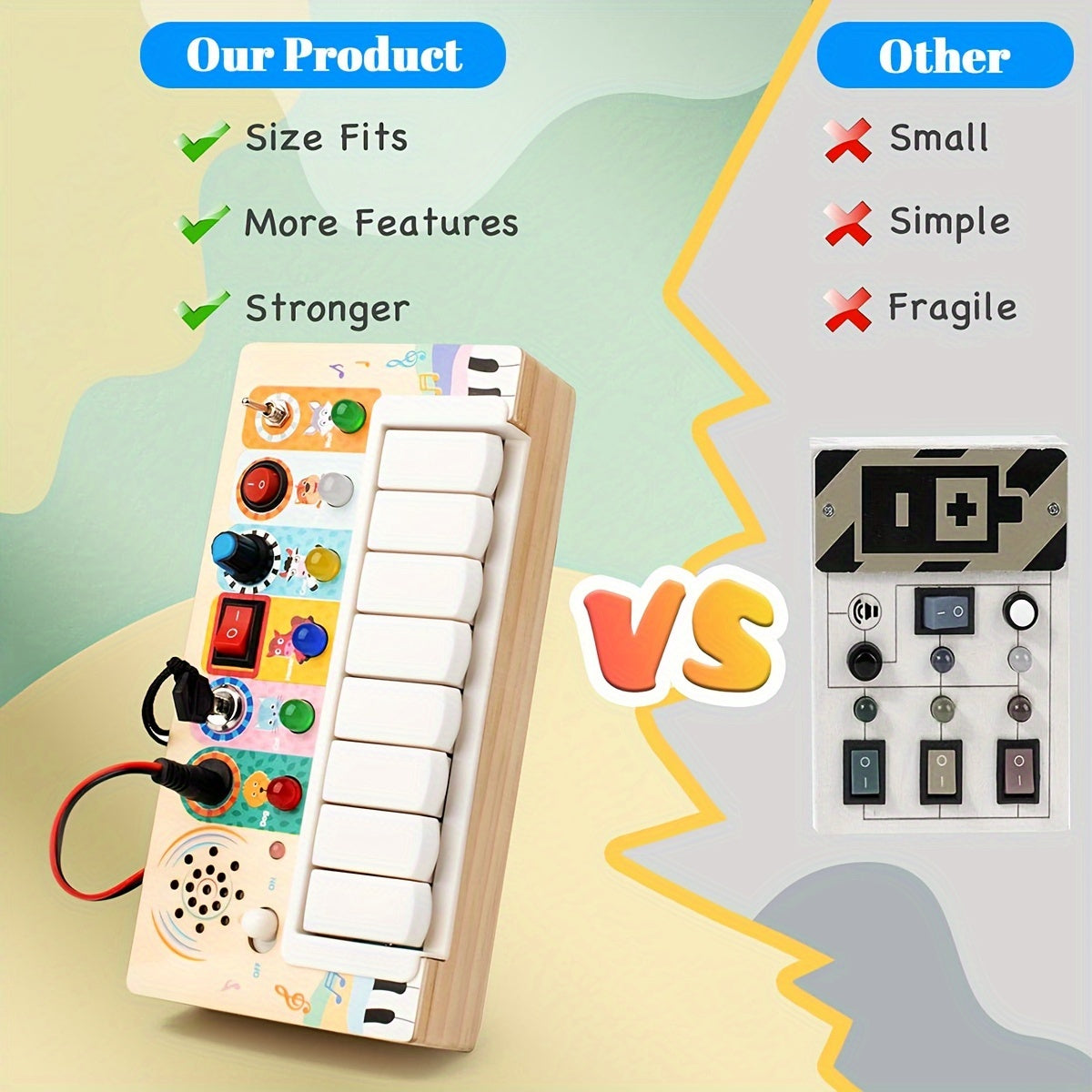 Frendorf | Bildungs-Musikspielbrett für Kinder - Lernen und Spielen mit Sound und Licht