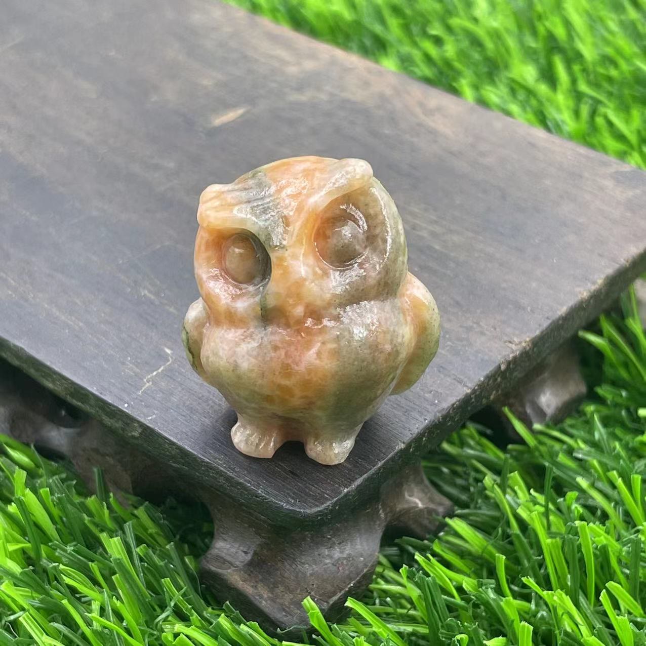 Frendorf 3.5cm natürliche Kristall Eule Ornament Edelstein Dekoration