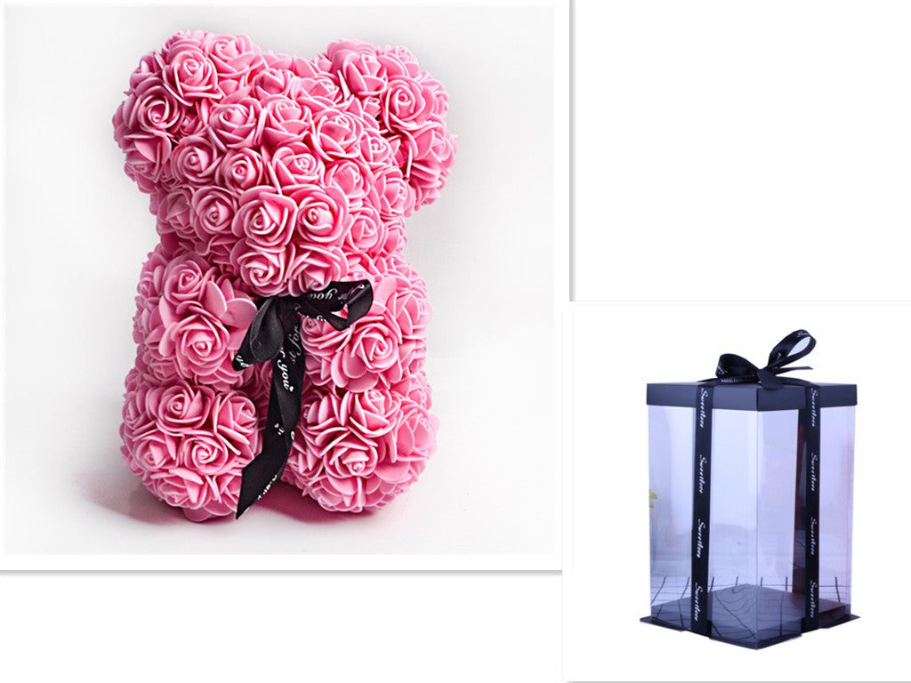 Frendorf | Valentinstag Geschenk Rose Bär Ewige Blume Rose Teddybär PE Schaum Bär 25cm Valentinstag