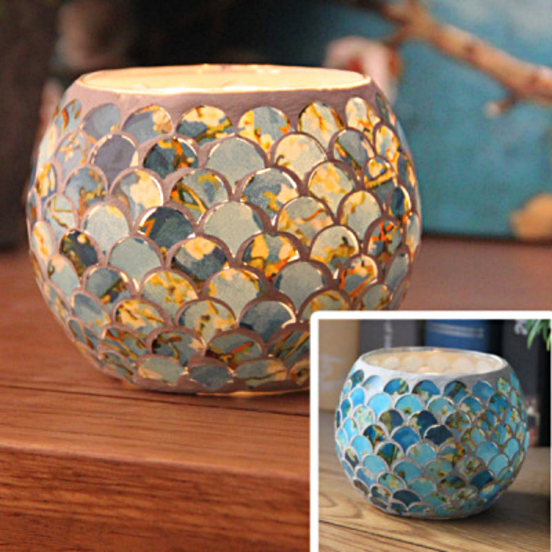Frendorf Europäischer Retro Glas Mosaik Teelichthalter