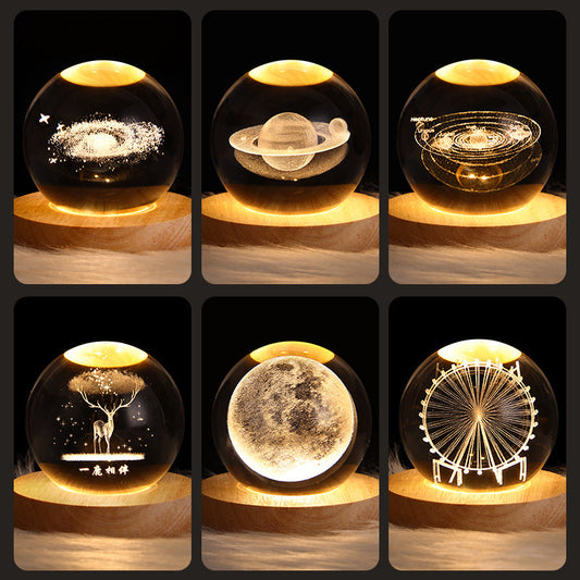 LED Nachtlicht Galaxy Kristall Ball Tisch Lampe 3D Planet Mond Lampe Schlafzimmer Wohnkultur Für Kinder Party Kinder Geburtstag geschenke