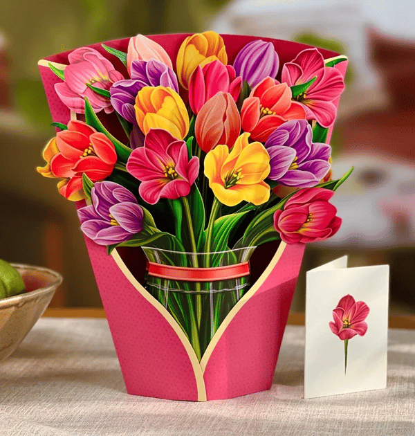 Kunstoff Pop-up Blume | Inkl. Gratis Geschenkkarten - Faire