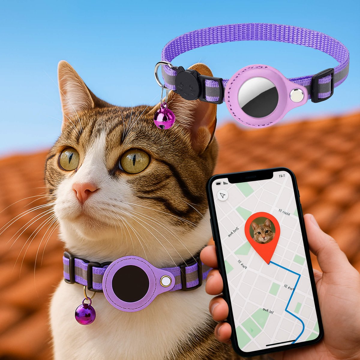 Frendorf | FELITRACK – Katzen GPS Tracker Halsband mit reflektierendem Design