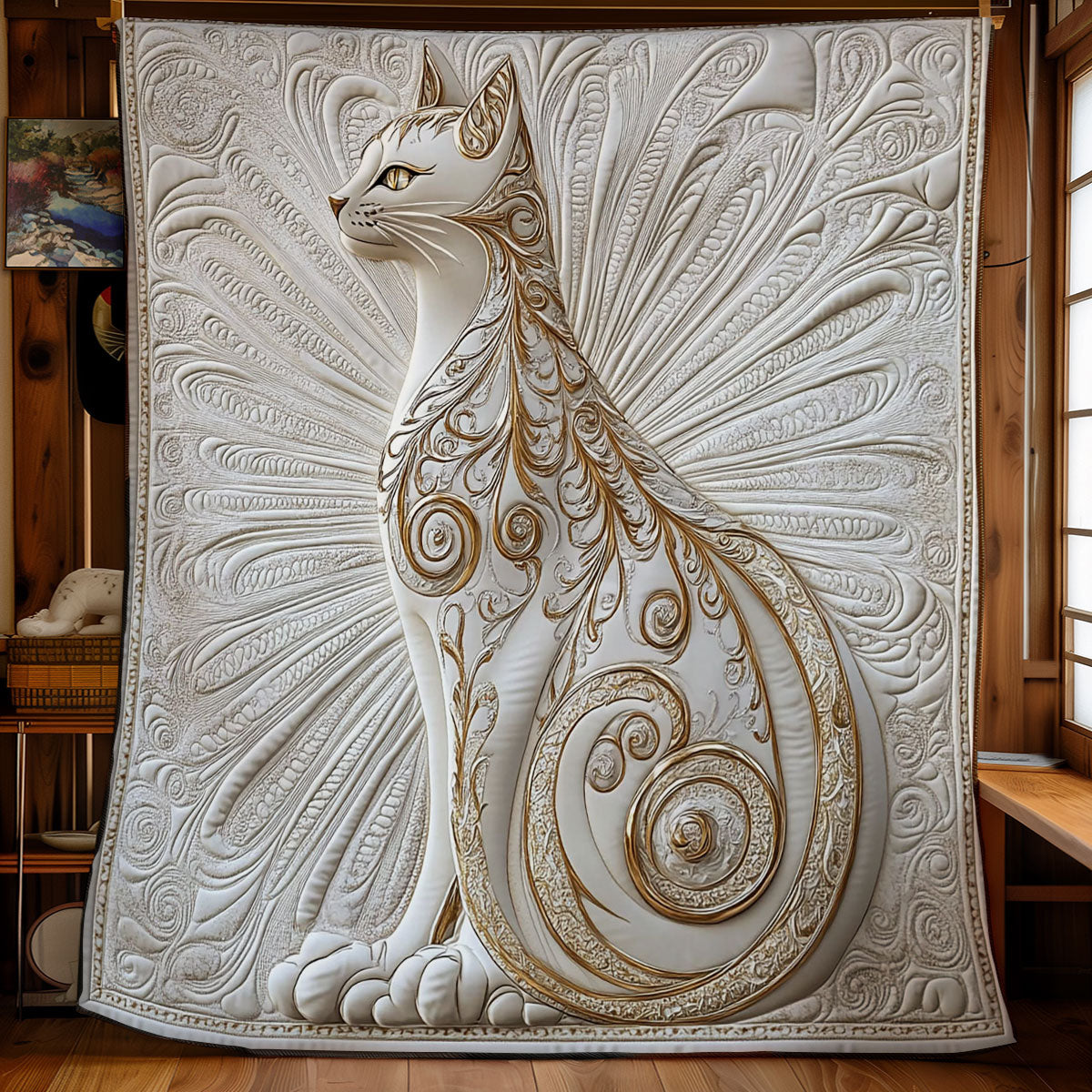 Weißgold Katzen Quilt