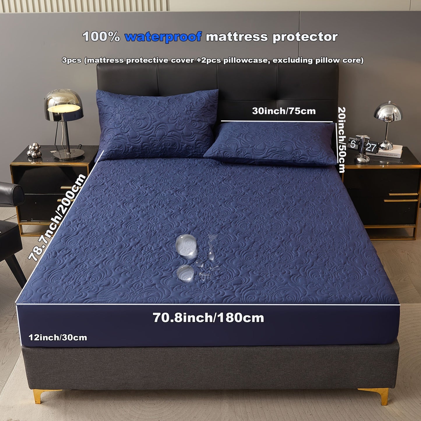 3-teiliger wasserdichter Matratzenschoner Set – Atmungsaktiv, Staubdicht, Rutschfest, Maschinenwaschbar, Spannbettlaken mit tiefem Pocket für alle Jahreszeiten