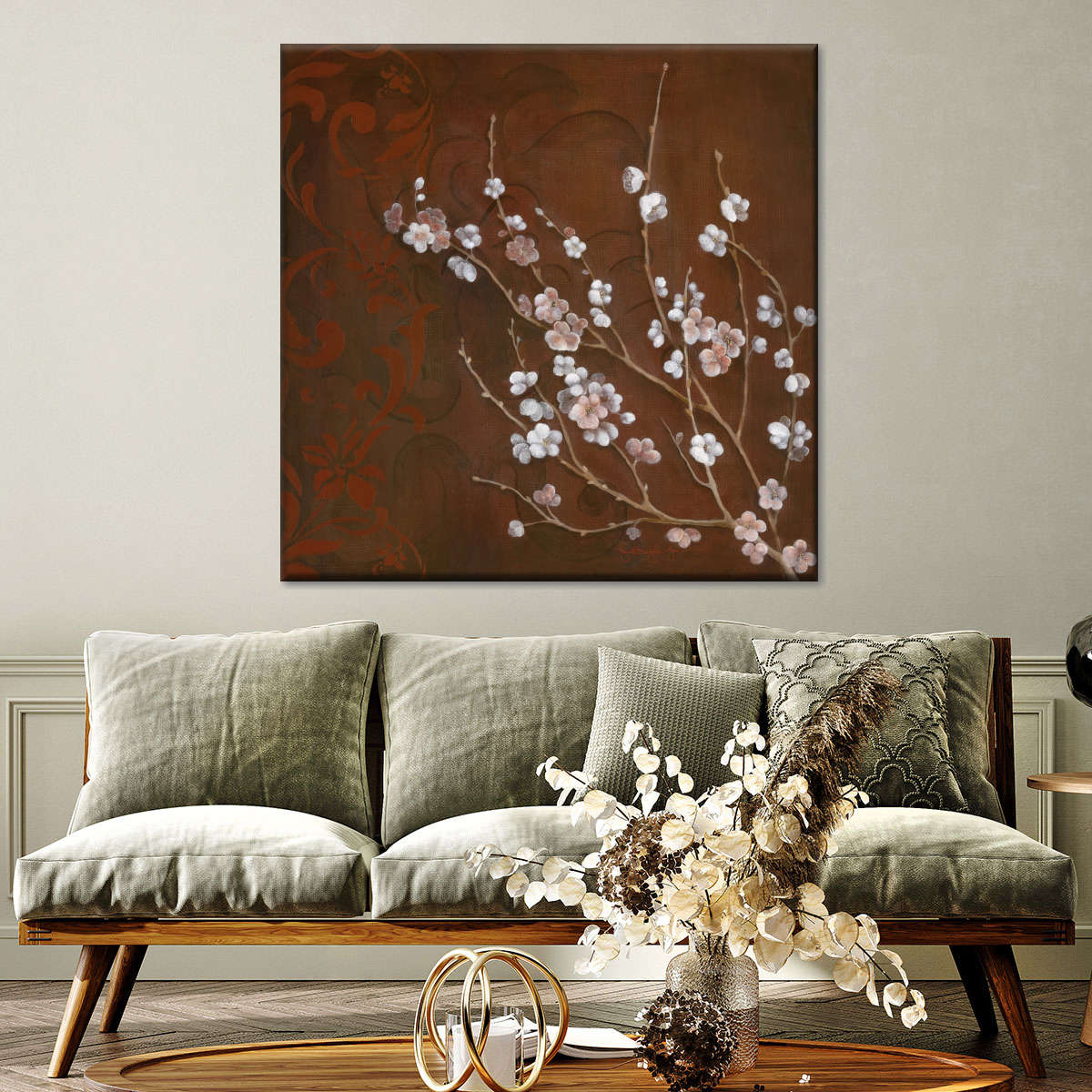 Frendorf | Kirschblüten auf Zinnober I Wandkunst