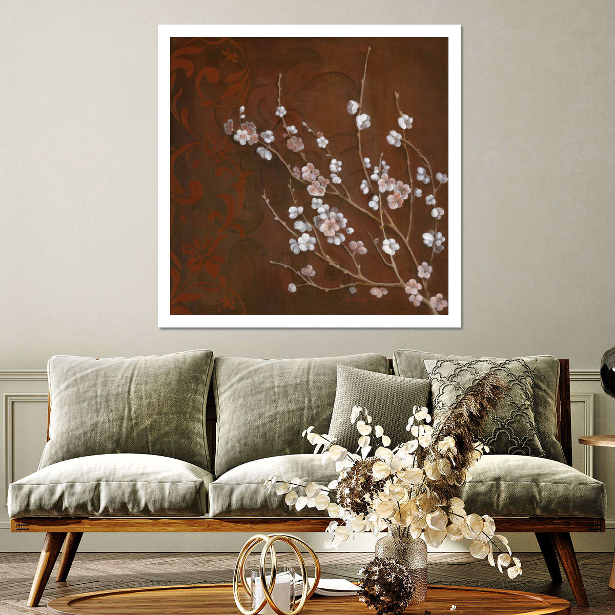 Frendorf | Kirschblüten auf Zinnober I Wandkunst