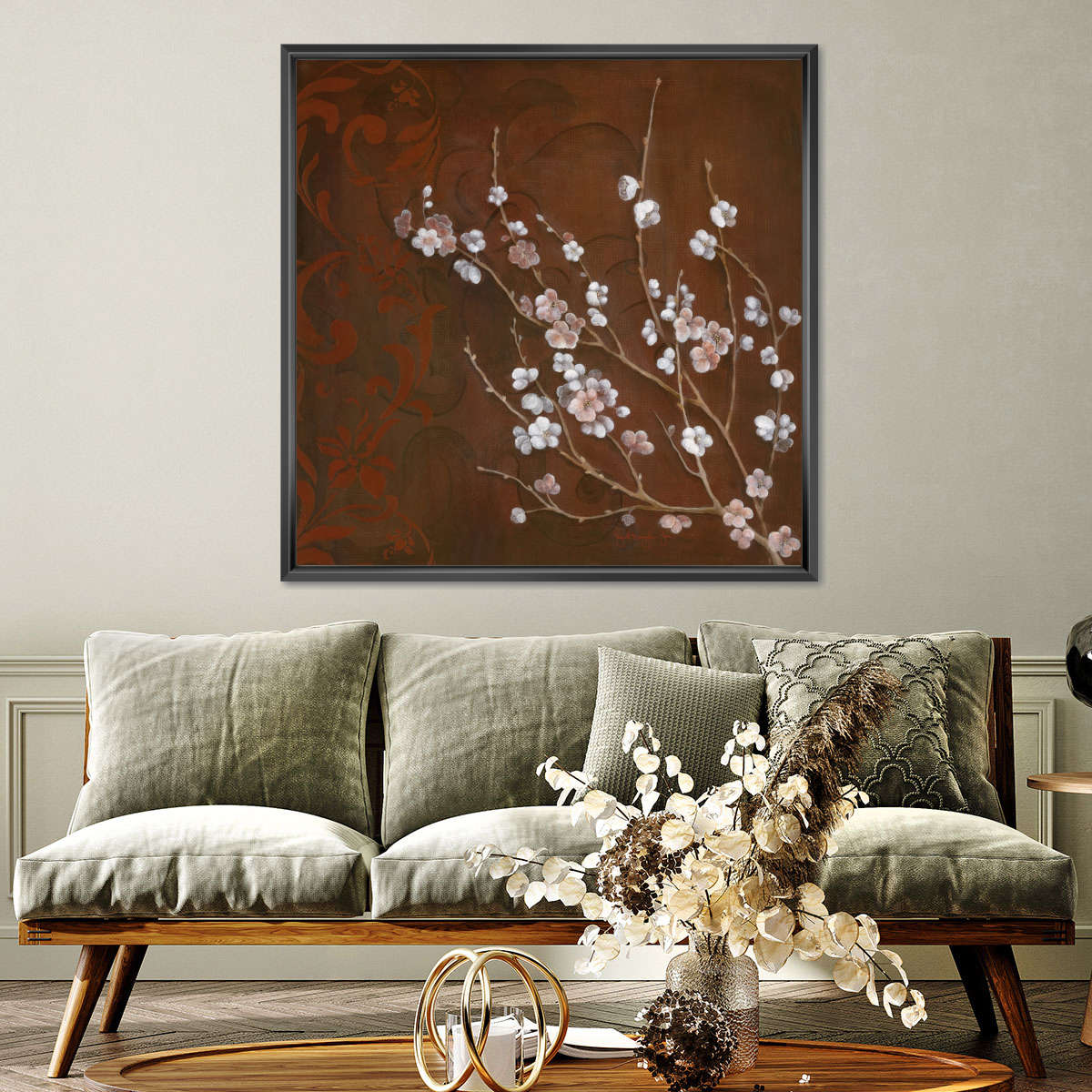 Frendorf | Kirschblüten auf Zinnober I Wandkunst