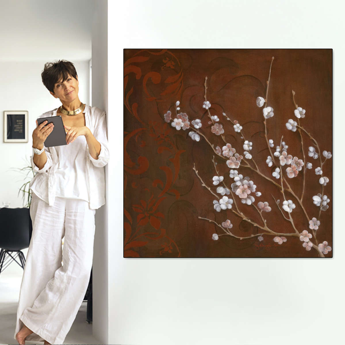 Frendorf | Kirschblüten auf Zinnober I Wandkunst