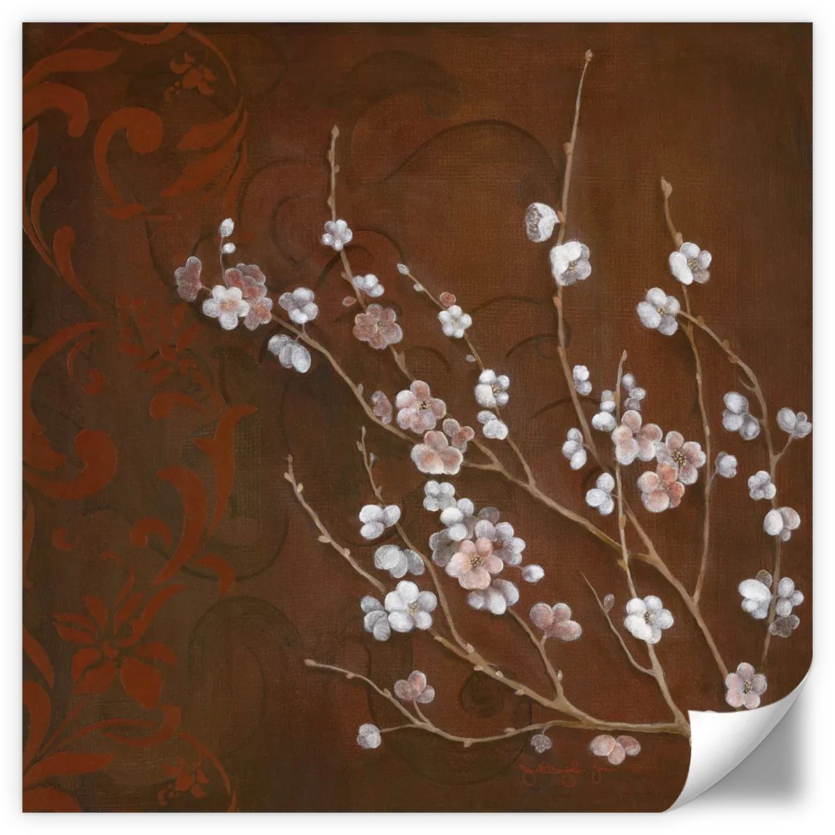Frendorf | Kirschblüten auf Zinnober I Wandkunst