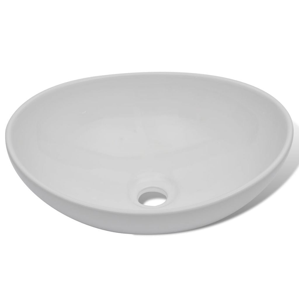 Luxuriöse Keramikschüssel Ovales Waschbecken Weiß 40 x 33 cm