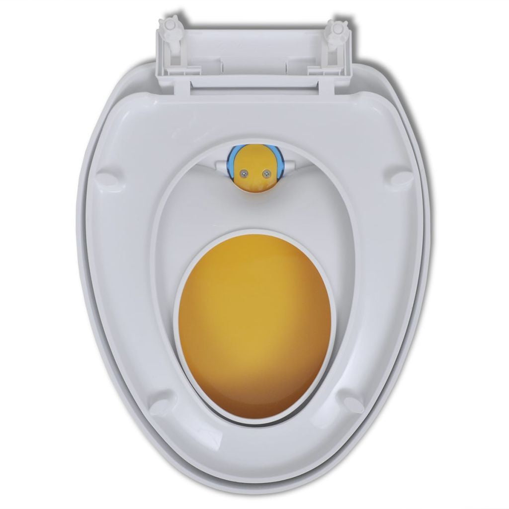 Weißer & Gelber Weichschluss WC-Sitz für Erwachsene/Kinder